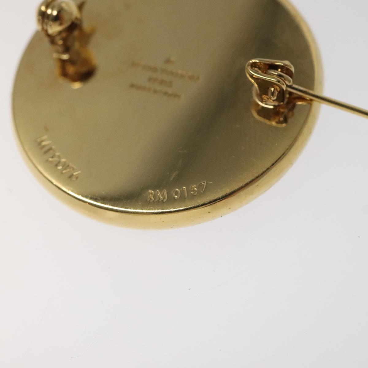LOUIS VUITTON Supreme Pin Badge metal Gold MP2076 LV Auth bs24973SAV