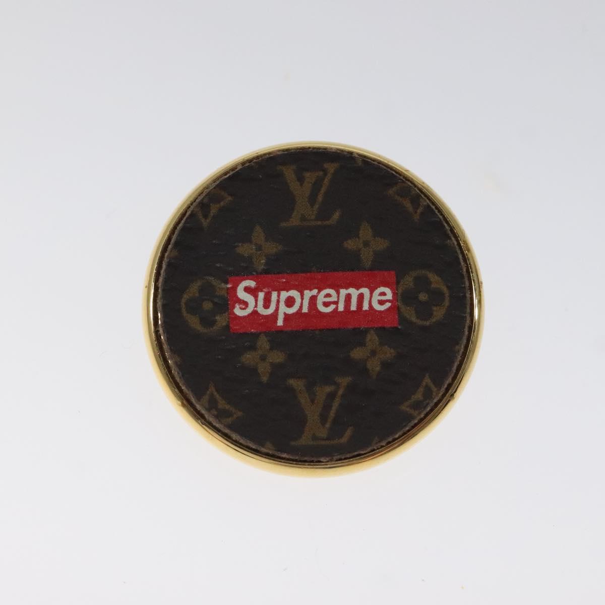 LOUIS VUITTON Supreme Pin Badge metal Gold MP2076 LV Auth bs24973SAV
