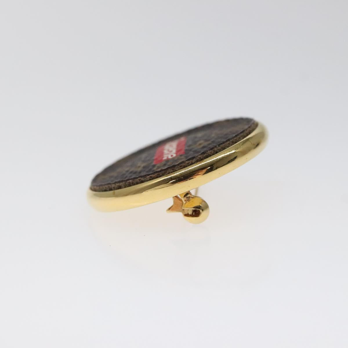 LOUIS VUITTON Supreme Pin Badge metal Gold MP2076 LV Auth bs24973SAV