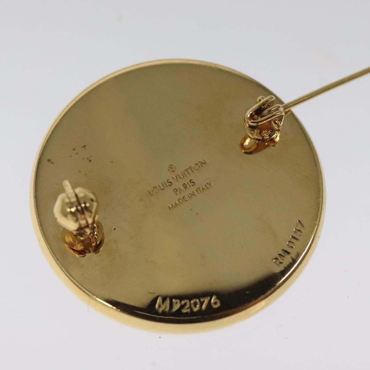 LOUIS VUITTON Supreme Pin Badge metal Gold MP2076 LV Auth bs24973SAV