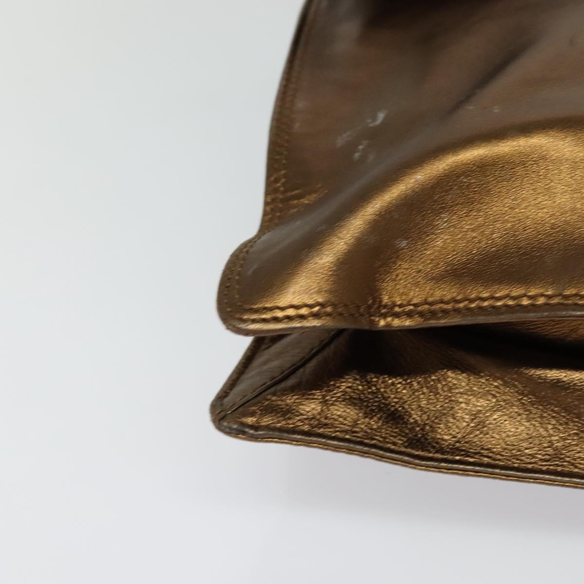 CHANEL Shoulder Bag Leather Brown Gold CC Auth bs24975