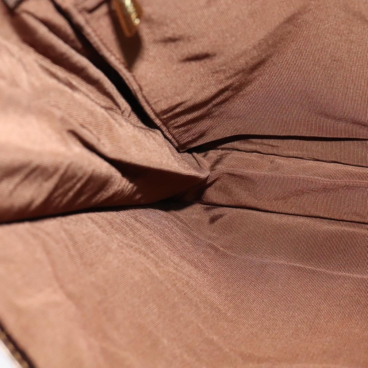 CHANEL Shoulder Bag Leather Brown Gold CC Auth bs24975