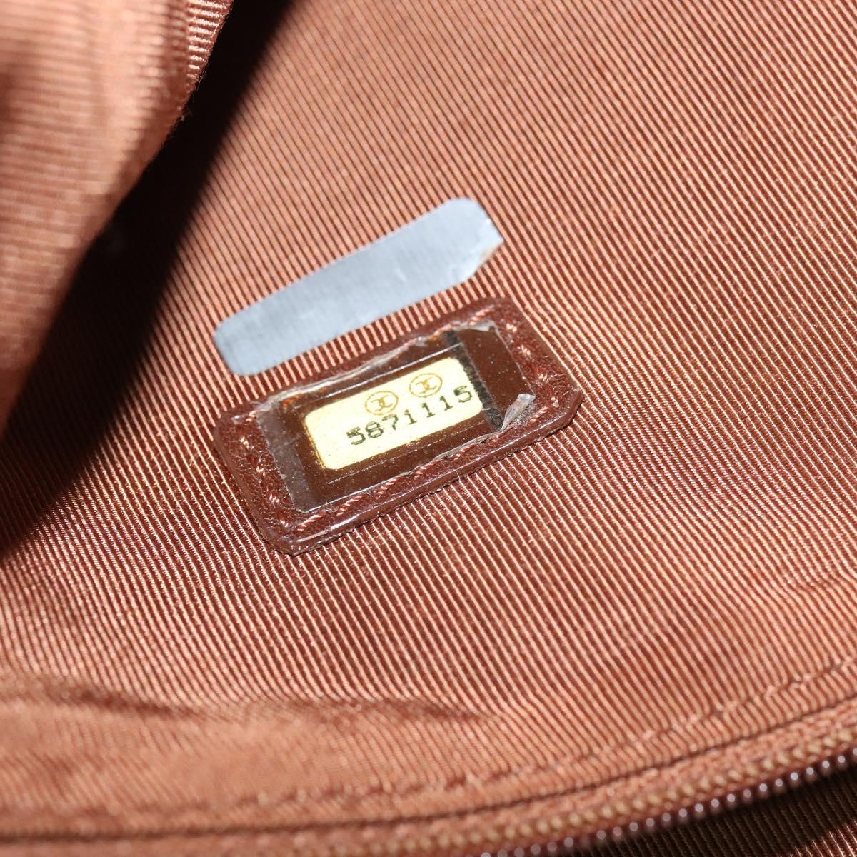 CHANEL Shoulder Bag Leather Brown Gold CC Auth bs24975