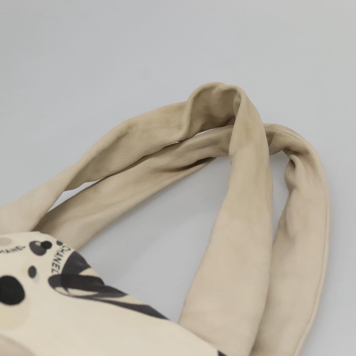 CHANEL Tote Bag Canvas White Silver CC Auth bs24978