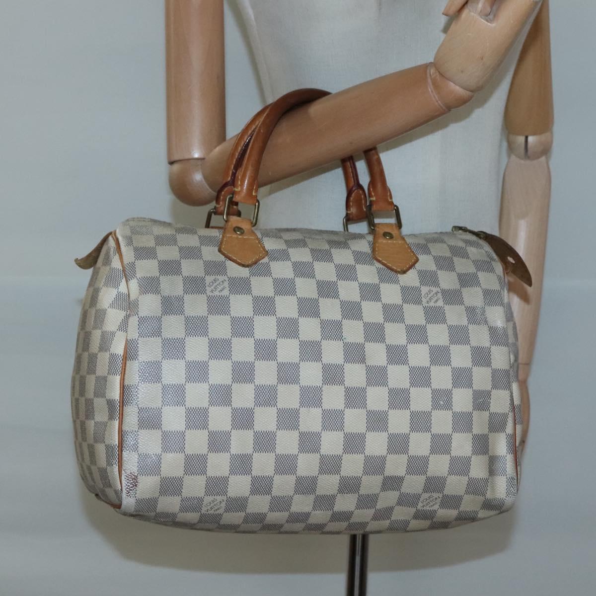 LOUIS VUITTON Damier Azur Speedy 30 Hand Bag N41533 LV Auth bs24986