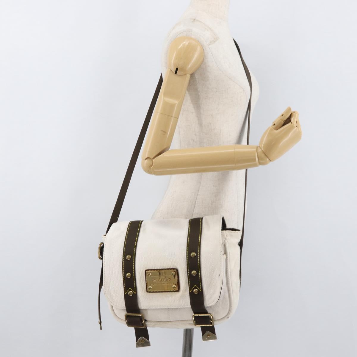 LOUIS VUITTON Antigua Buzzus PM Shoulder Bag Beige Brown M40042 LV Auth bs24988