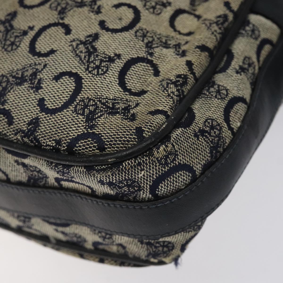 CELINE C Sulky Shoulder Bag Canvas Navy Gold Auth bs24993