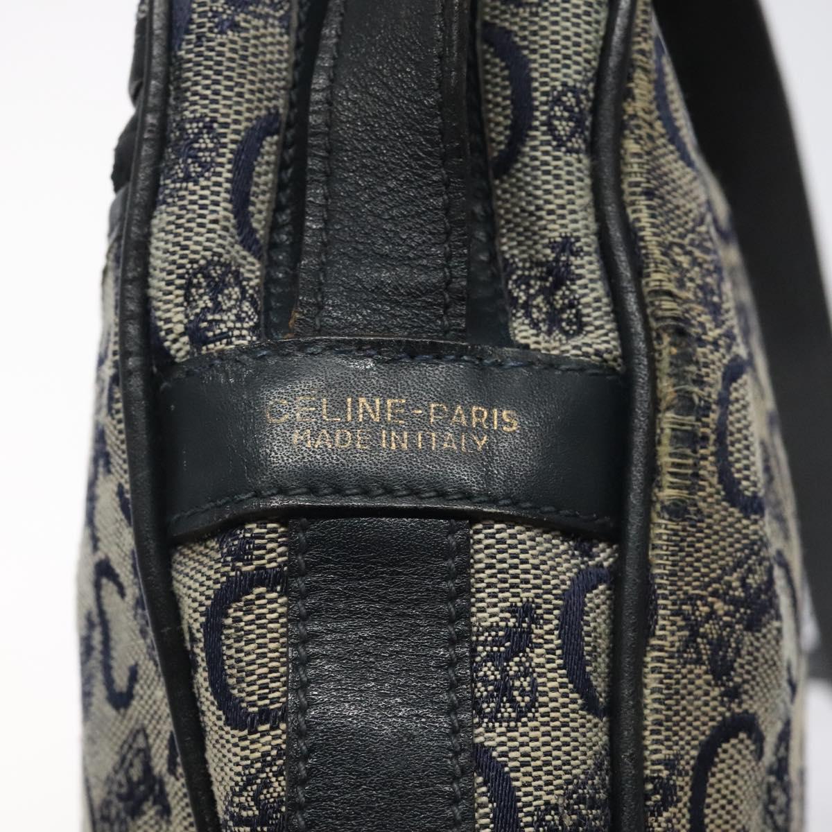 CELINE C Sulky Shoulder Bag Canvas Navy Gold Auth bs24993