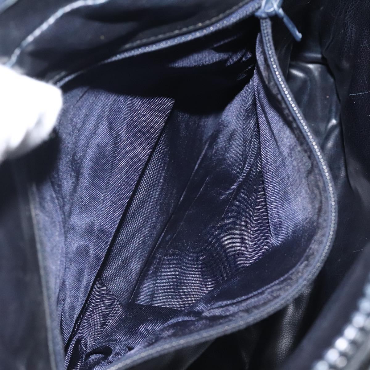 CELINE C Sulky Shoulder Bag Canvas Navy Gold Auth bs24993