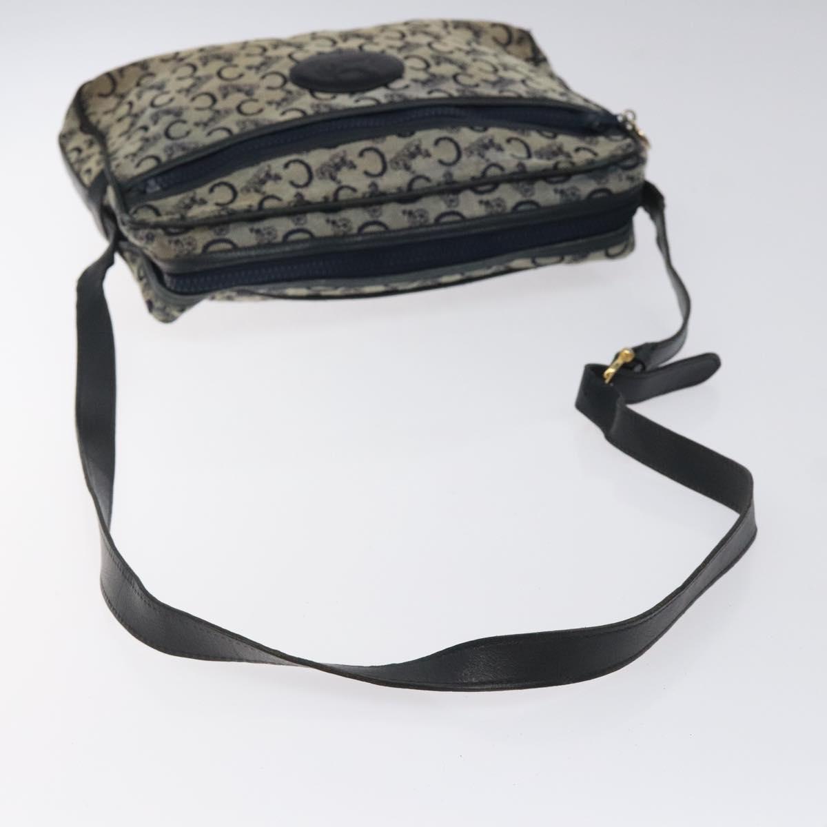 CELINE C Sulky Shoulder Bag Canvas Navy Gold Auth bs24993