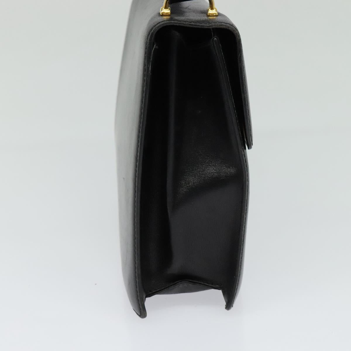 CELINE Shoulder Bag Leather Black Gold Auth bs24994