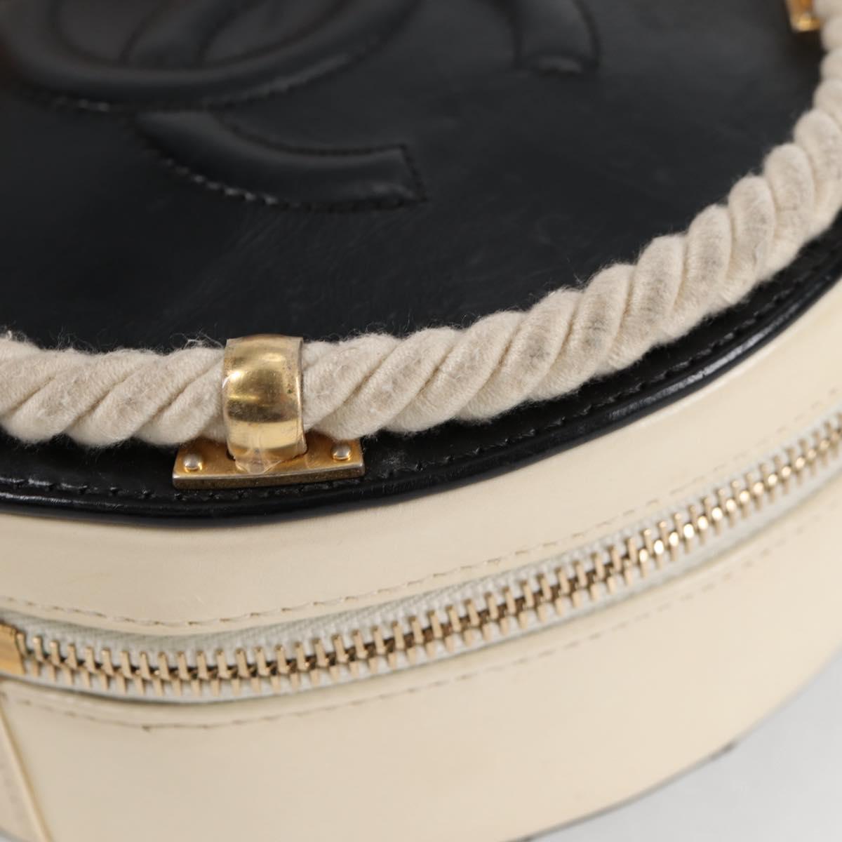 CHANEL Matelasse COCO Mark Chain Round Rope Bag Leather Black CC Auth bs25005A