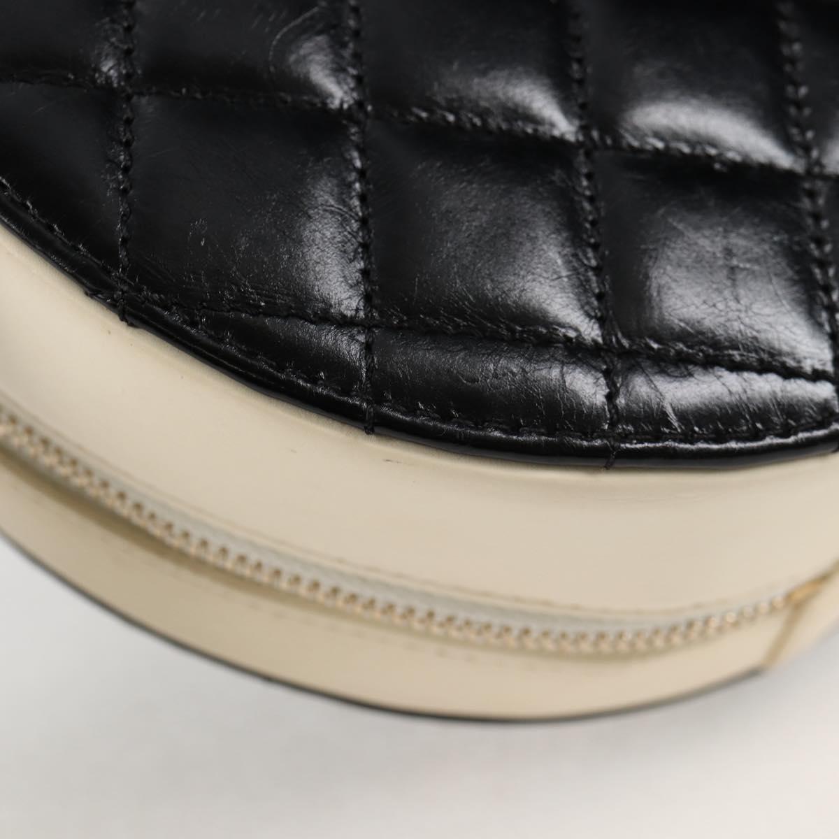 CHANEL Matelasse COCO Mark Chain Round Rope Bag Leather Black CC Auth bs25005SAM