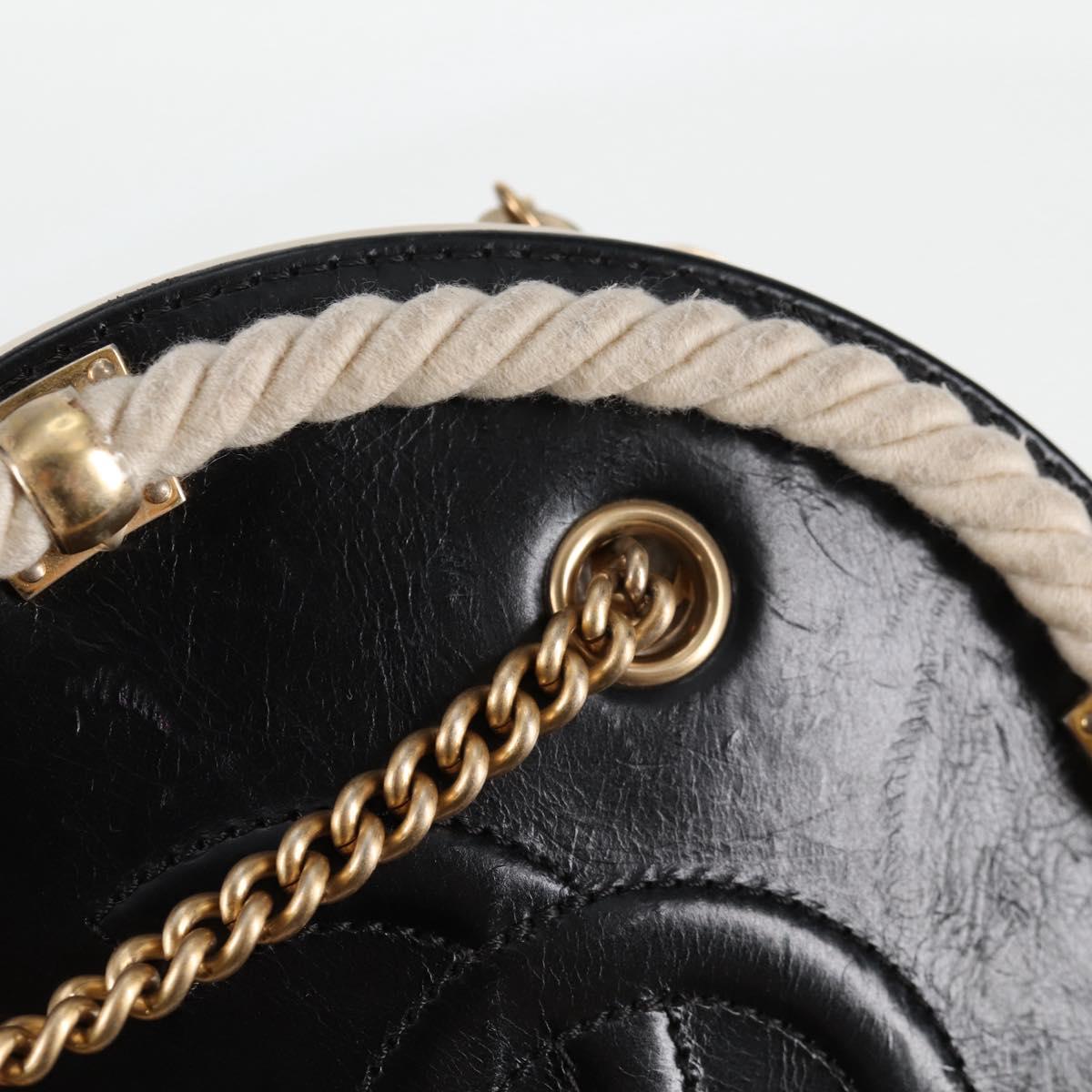 CHANEL Matelasse COCO Mark Chain Round Rope Bag Leather Black CC Auth bs25005A