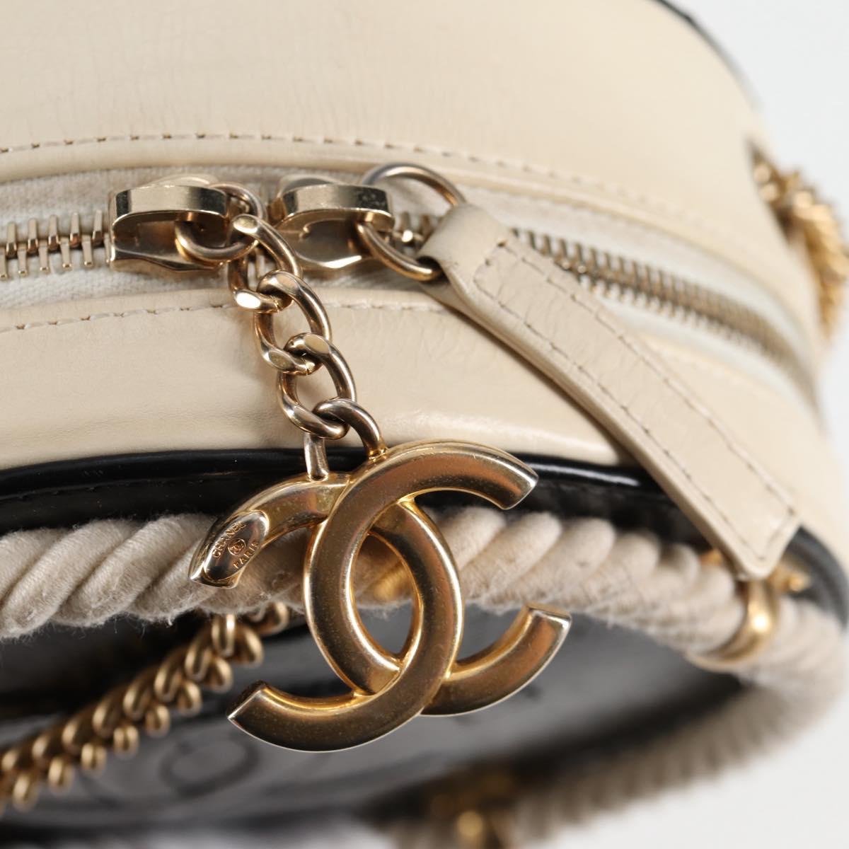 CHANEL Matelasse COCO Mark Chain Round Rope Bag Leather Black CC Auth bs25005SAM