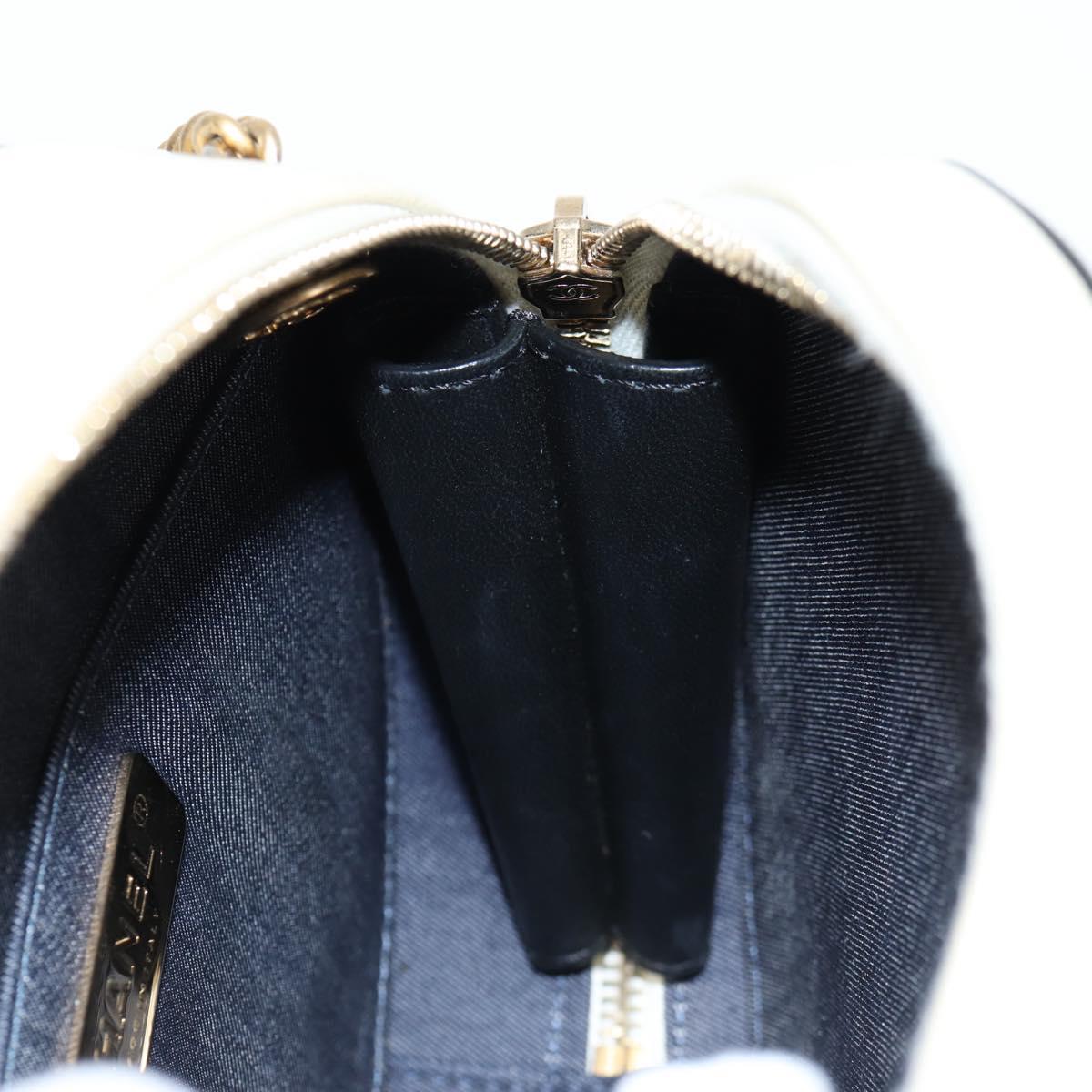 CHANEL Matelasse COCO Mark Chain Round Rope Bag Leather Black CC Auth bs25005A