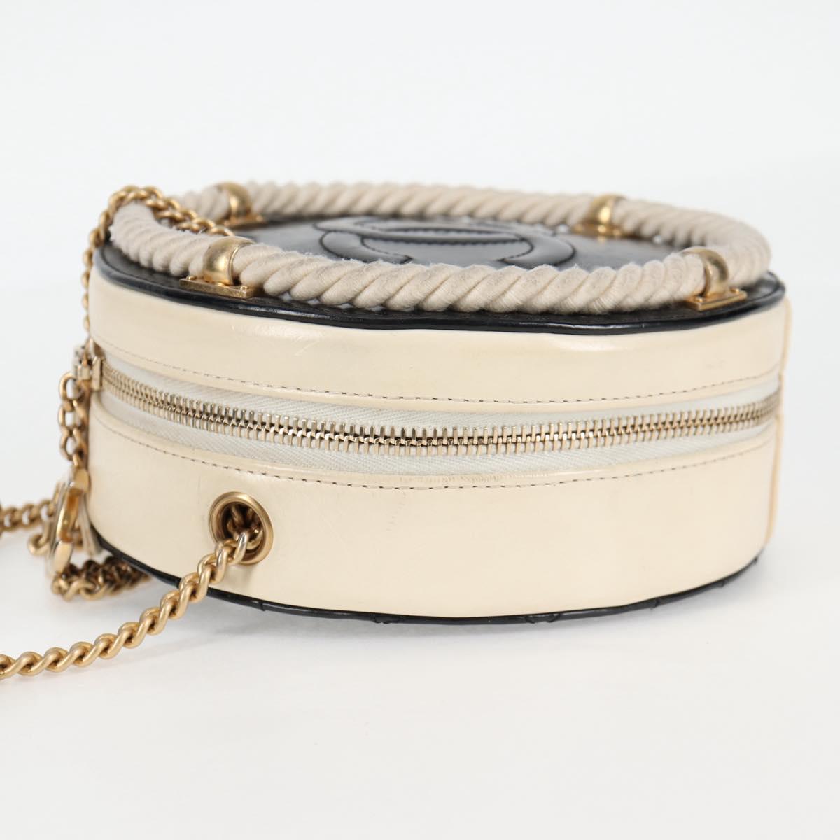CHANEL Matelasse COCO Mark Chain Round Rope Bag Leather Black CC Auth bs25005SAM