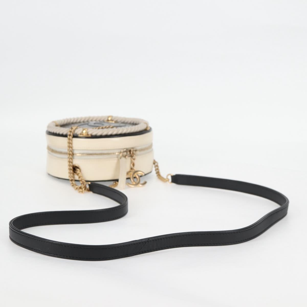 CHANEL Matelasse COCO Mark Chain Round Rope Bag Leather Black CC Auth bs25005A