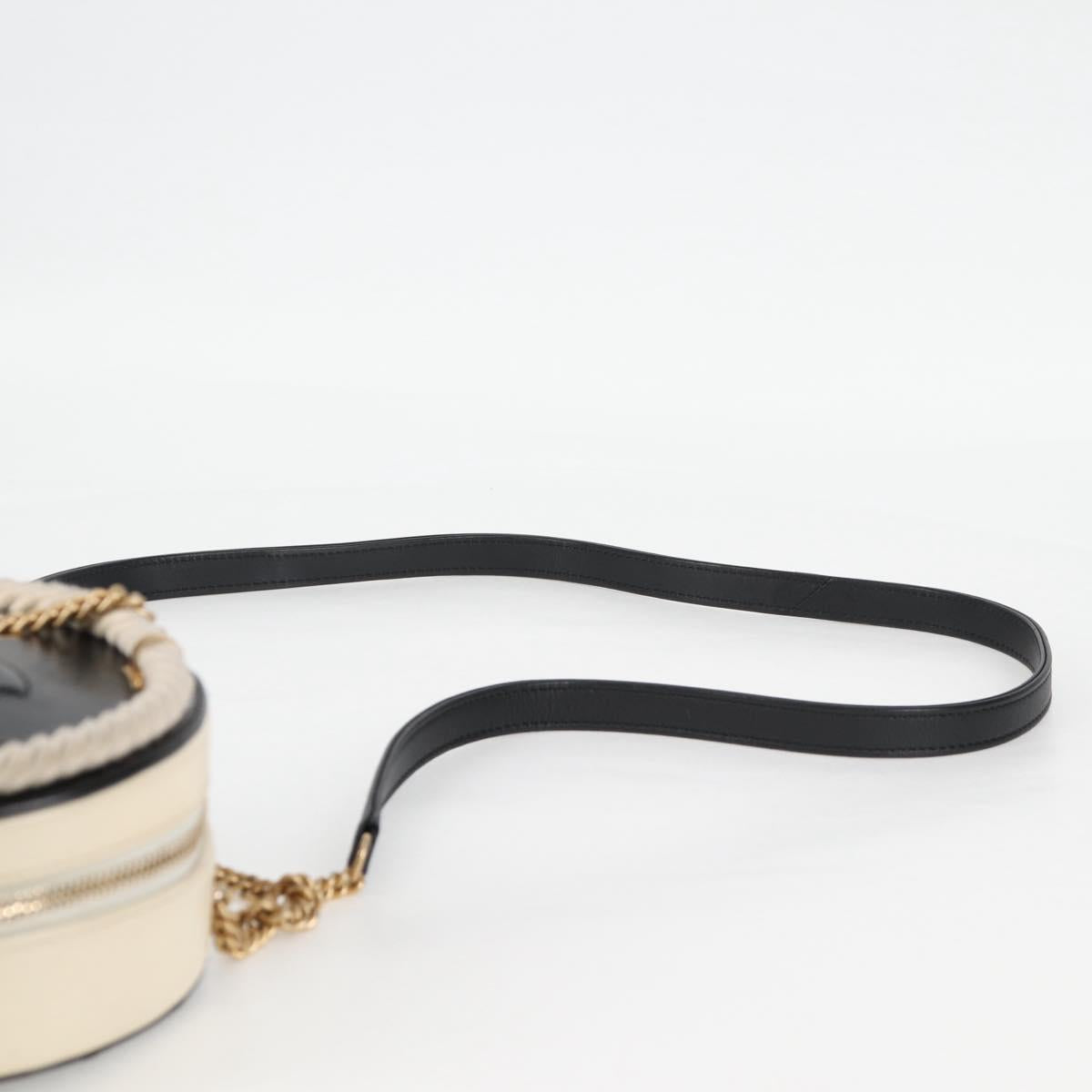 CHANEL Matelasse COCO Mark Chain Round Rope Bag Leather Black CC Auth bs25005A