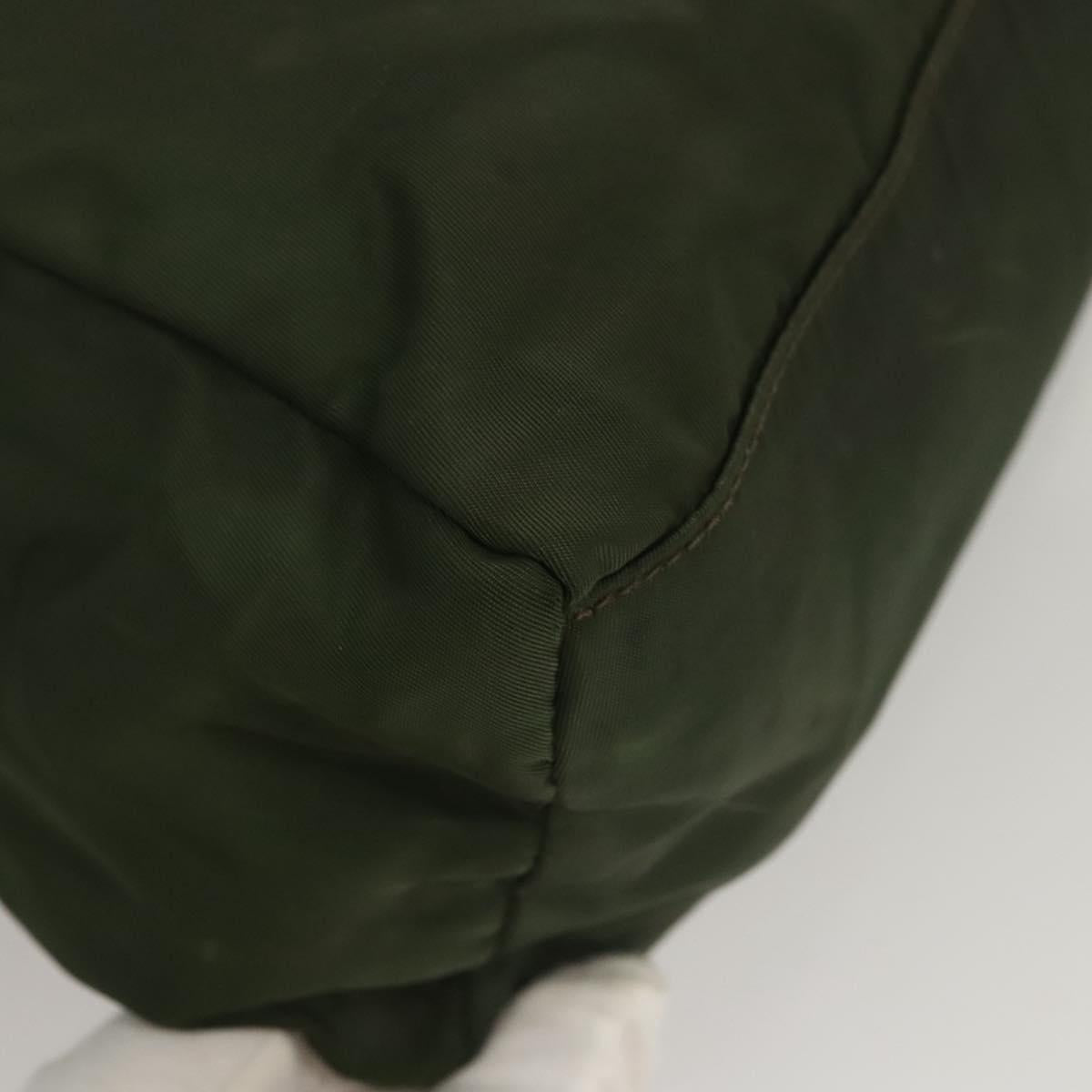 PRADA Hand Bag Nylon Khaki Silver Auth bs25012