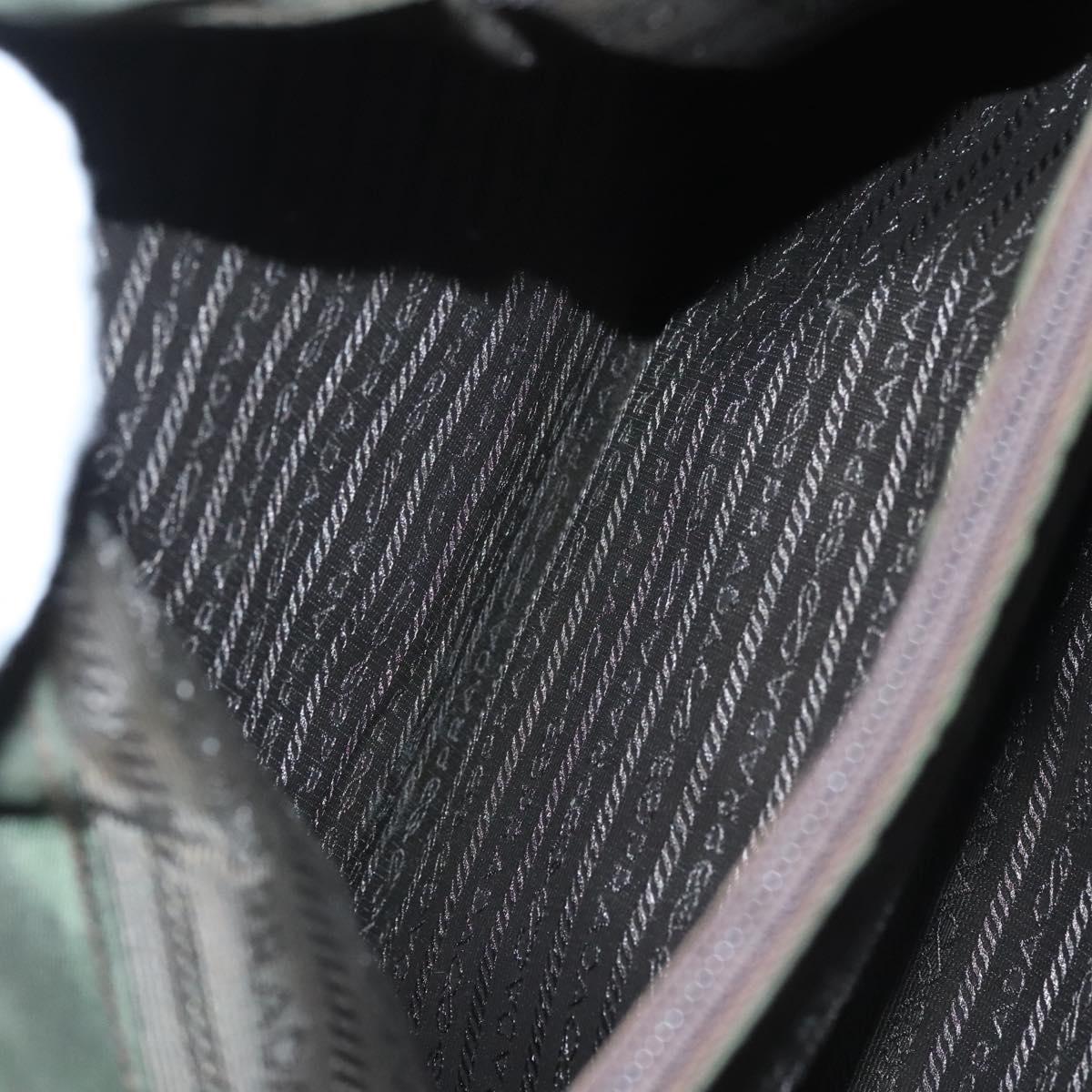 PRADA Hand Bag Nylon Khaki Silver Auth bs25012