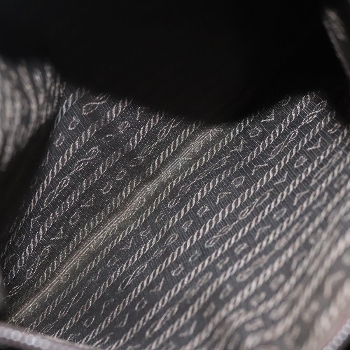 PRADA Hand Bag Nylon Khaki Silver Auth bs25012