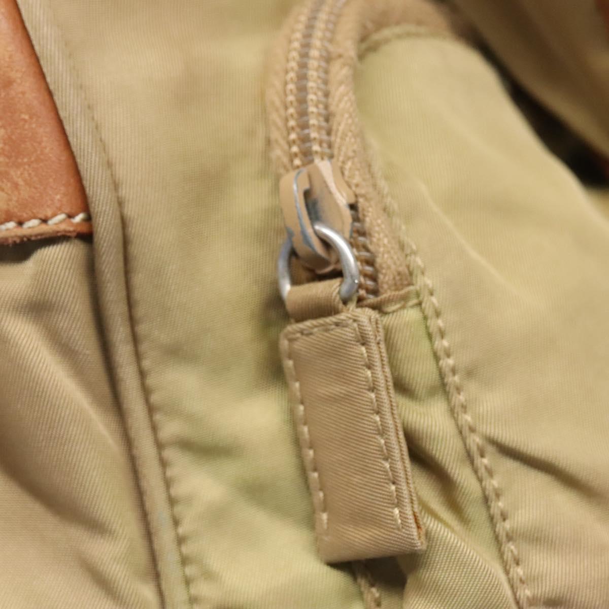 PRADA Shoulder Bag Nylon Beige Silver Auth bs25014