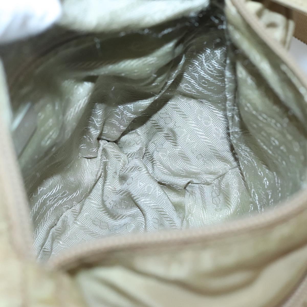 PRADA Shoulder Bag Nylon Beige Silver Auth bs25014