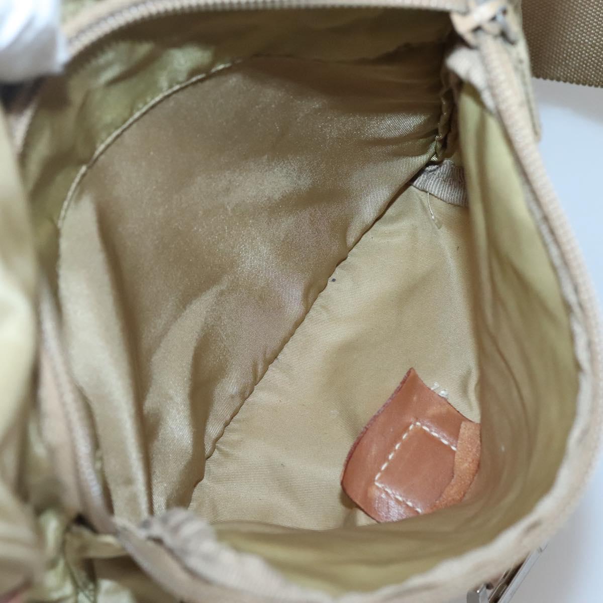 PRADA Shoulder Bag Nylon Beige Silver Auth bs25014