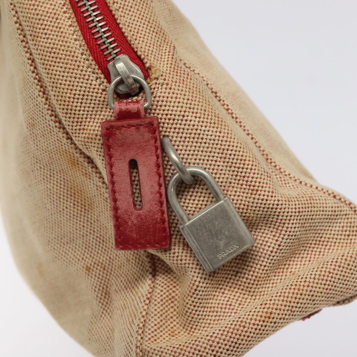 PRADA Hand Bag Canvas Red Silver Auth bs25015
