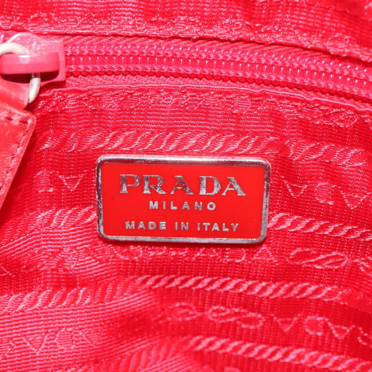 PRADA Hand Bag Canvas Red Silver Auth bs25015