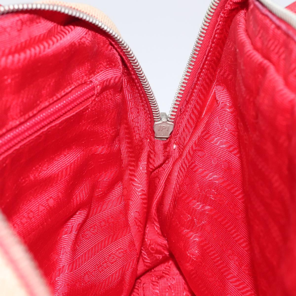 PRADA Hand Bag Canvas Red Silver Auth bs25015