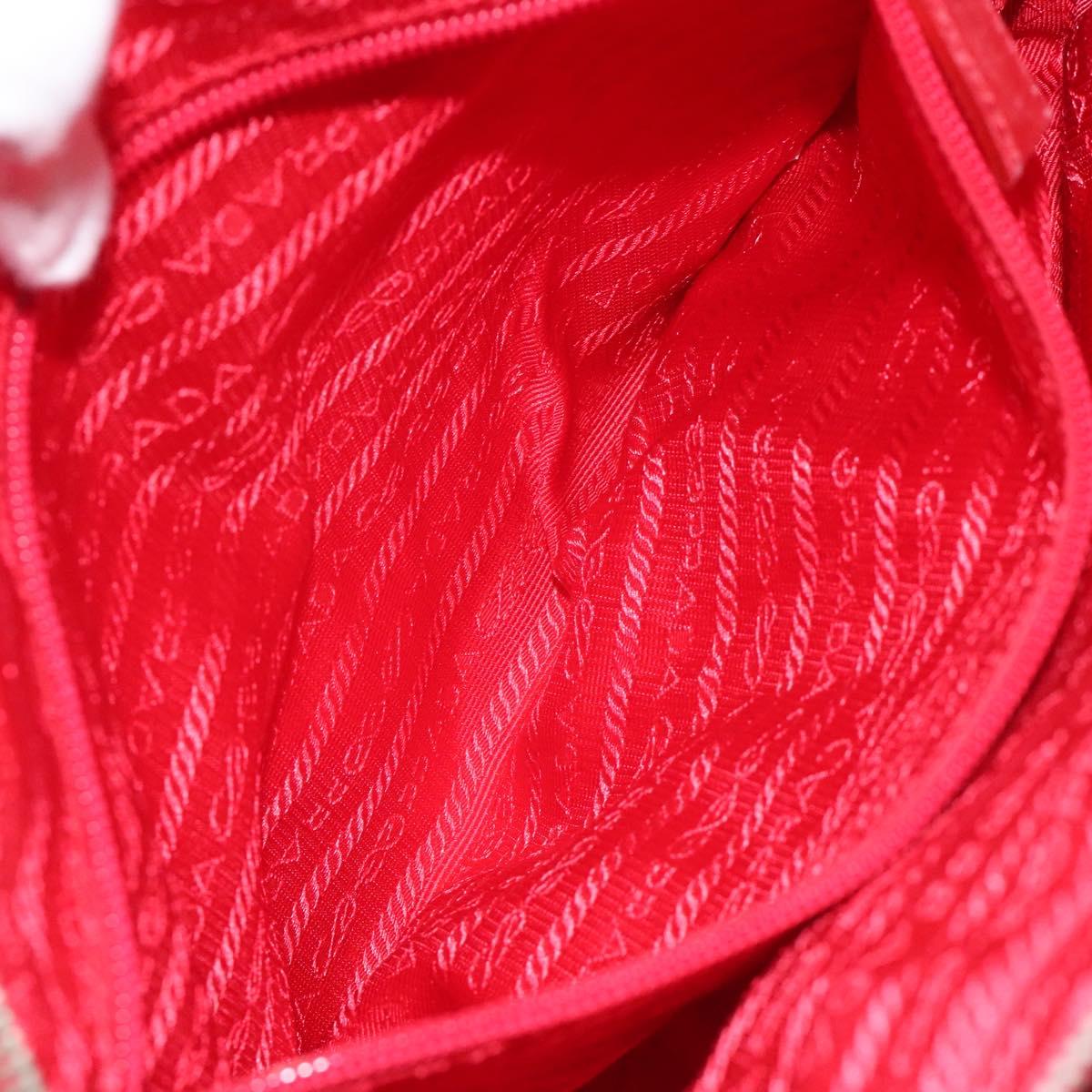 PRADA Hand Bag Canvas Red Silver Auth bs25015