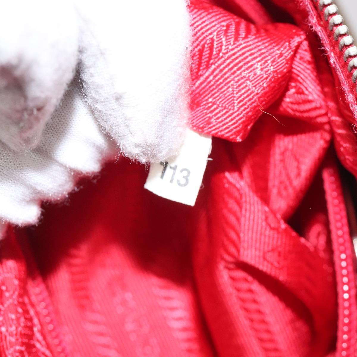 PRADA Hand Bag Canvas Red Silver Auth bs25015