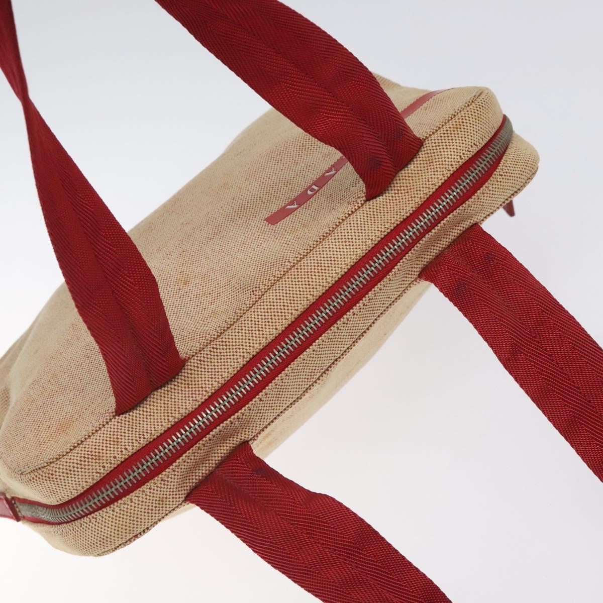 PRADA Hand Bag Canvas Red Silver Auth bs25015