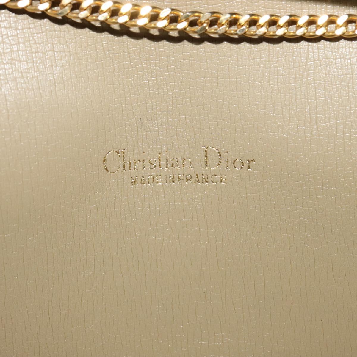 Christian Dior Honeycomb Canvas Chain Shoulder Bag Beige Gold Auth bs25041