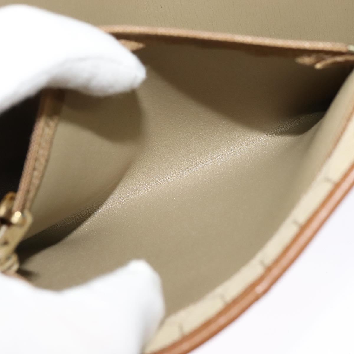 Christian Dior Honeycomb Canvas Chain Shoulder Bag Beige Gold Auth bs25041