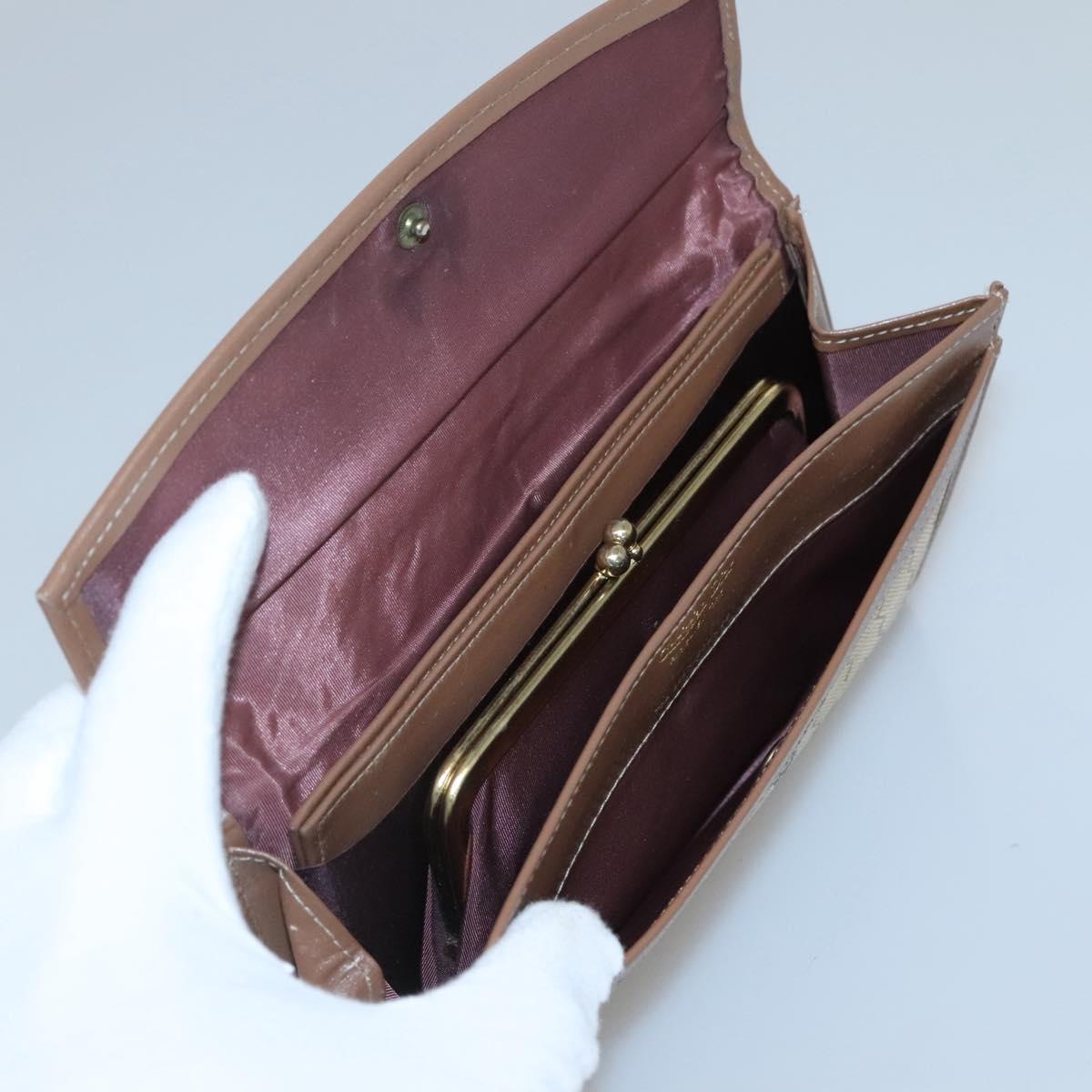 Christian Dior Honeycomb Canvas Wallet Beige Auth bs25042