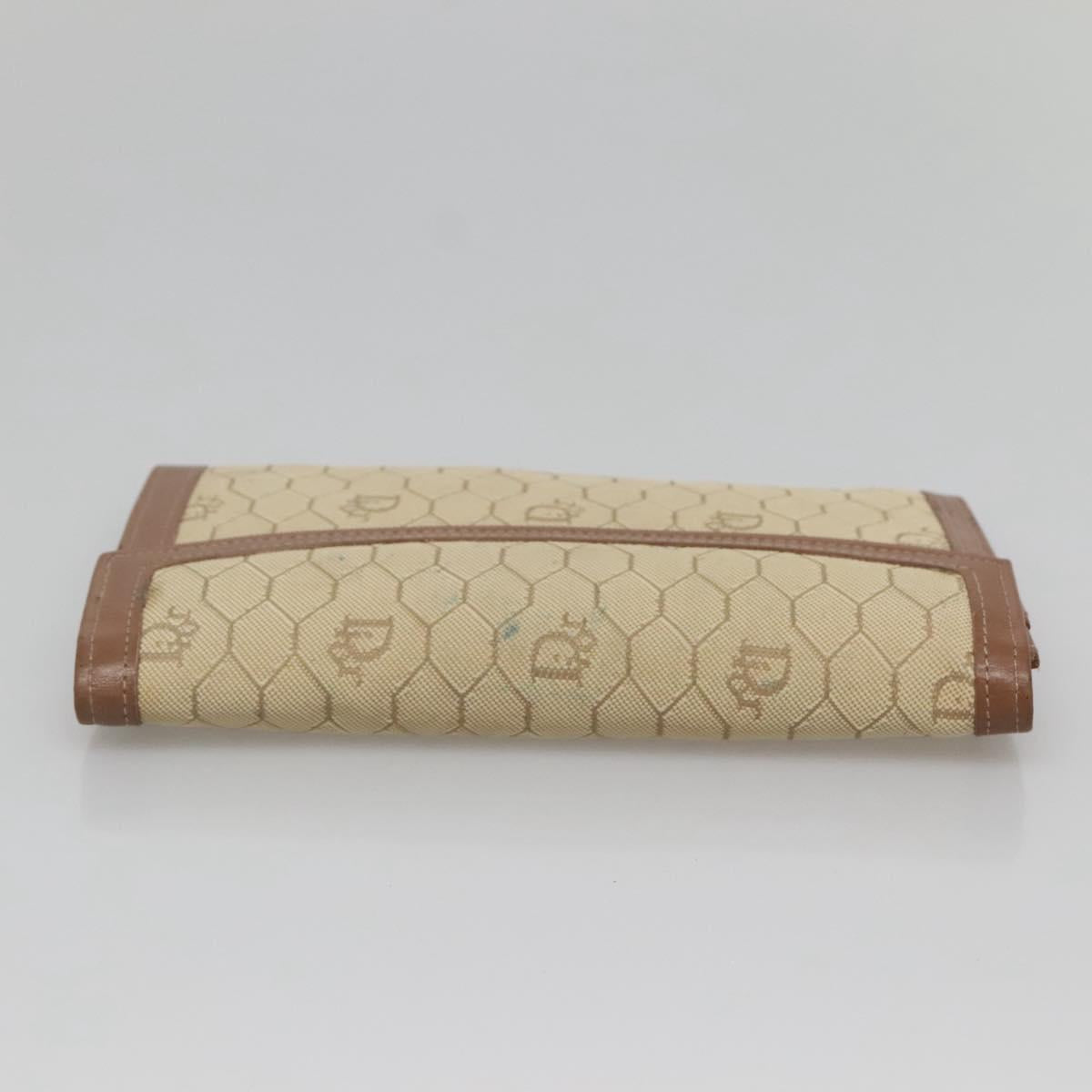 Christian Dior Honeycomb Canvas Wallet Beige Auth bs25042