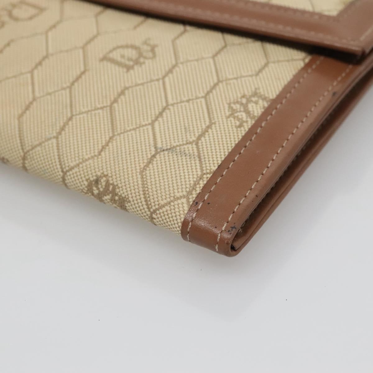 Christian Dior Honeycomb Canvas Wallet Beige Auth bs25042