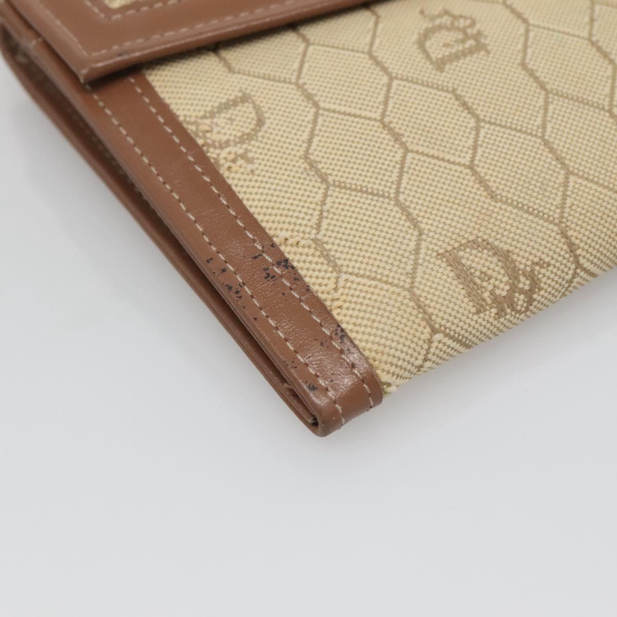 Christian Dior Honeycomb Canvas Wallet Beige Auth bs25042