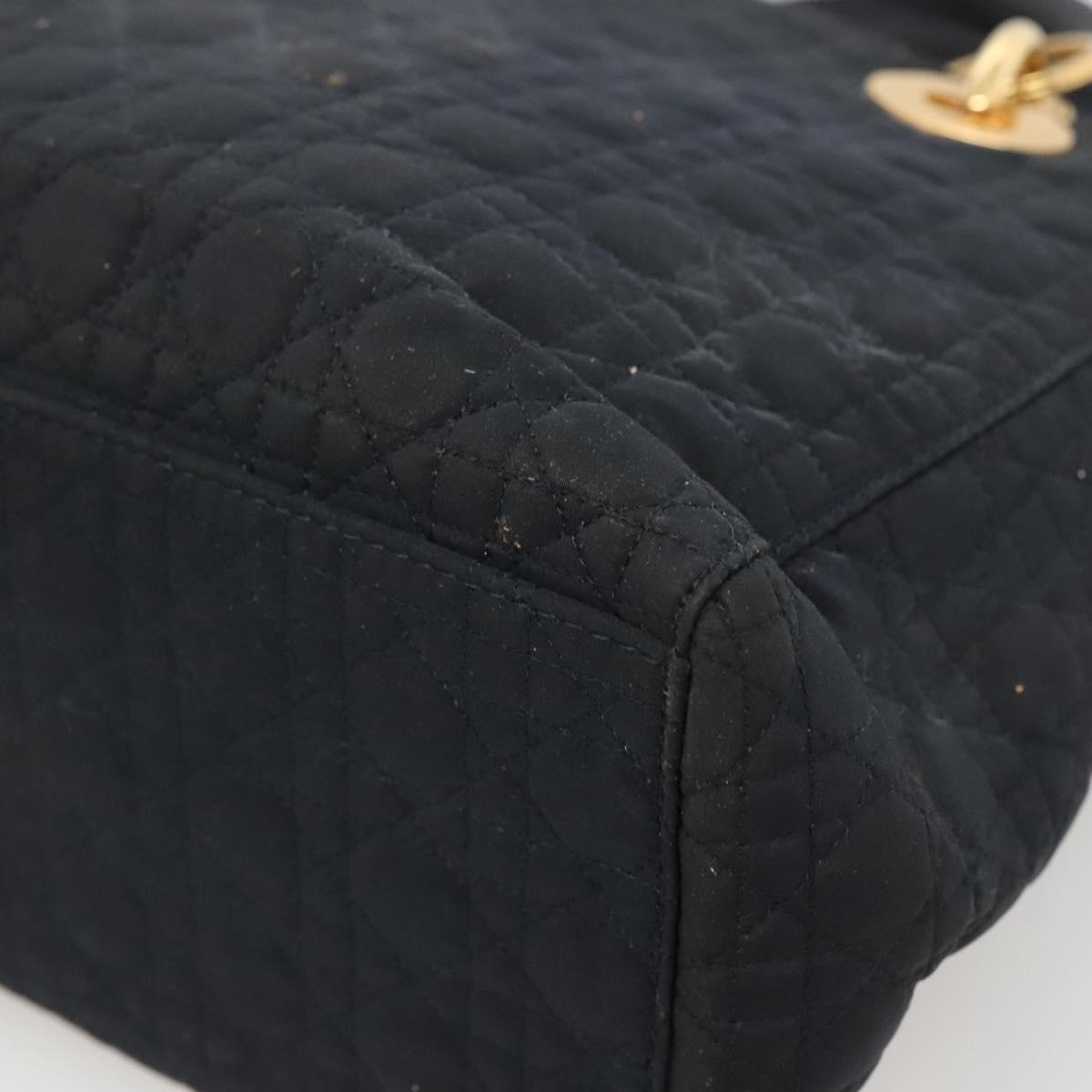 Christian Dior Canage Hand Bag Nylon Navy Gold Auth bs25043