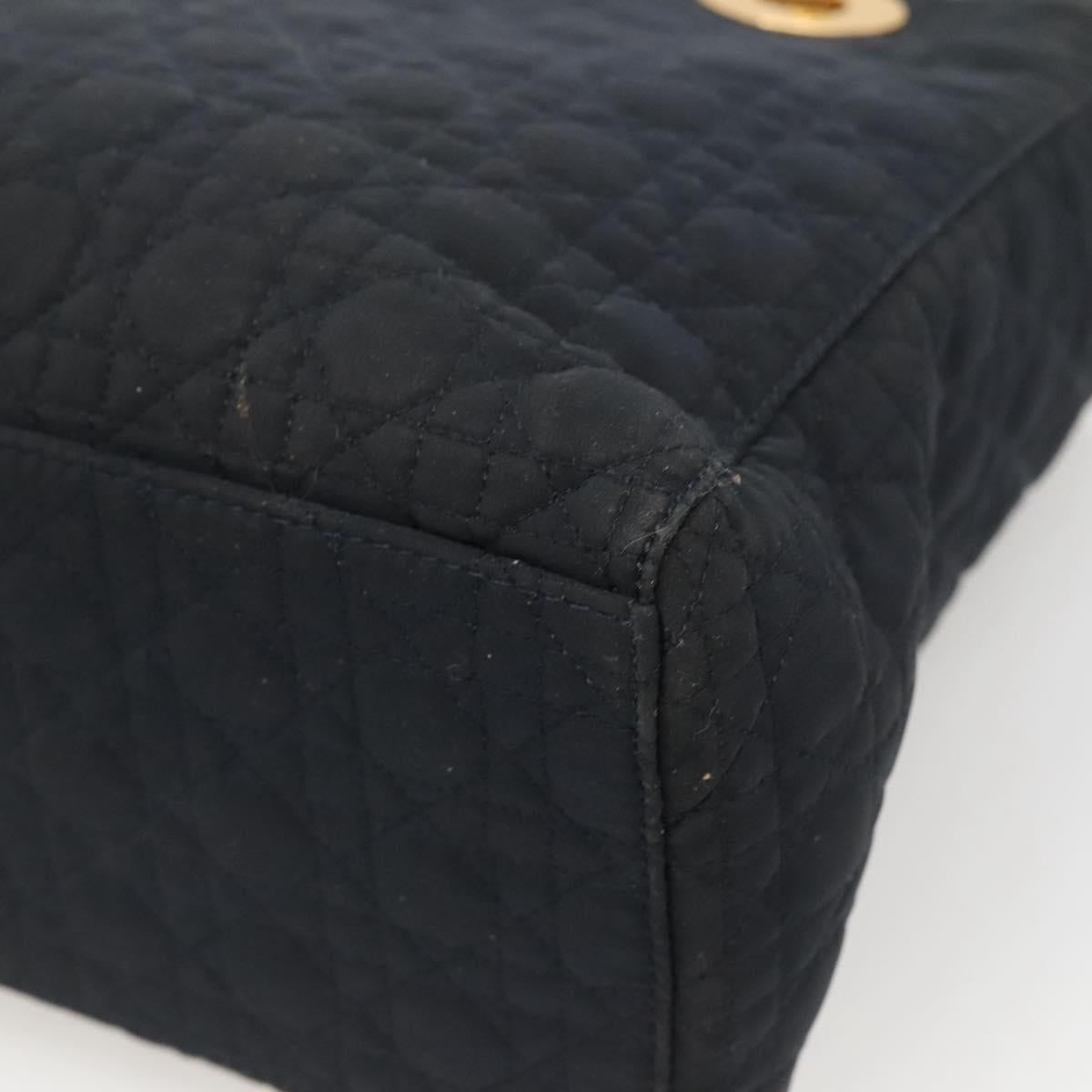 Christian Dior Canage Hand Bag Nylon Navy Gold Auth bs25043