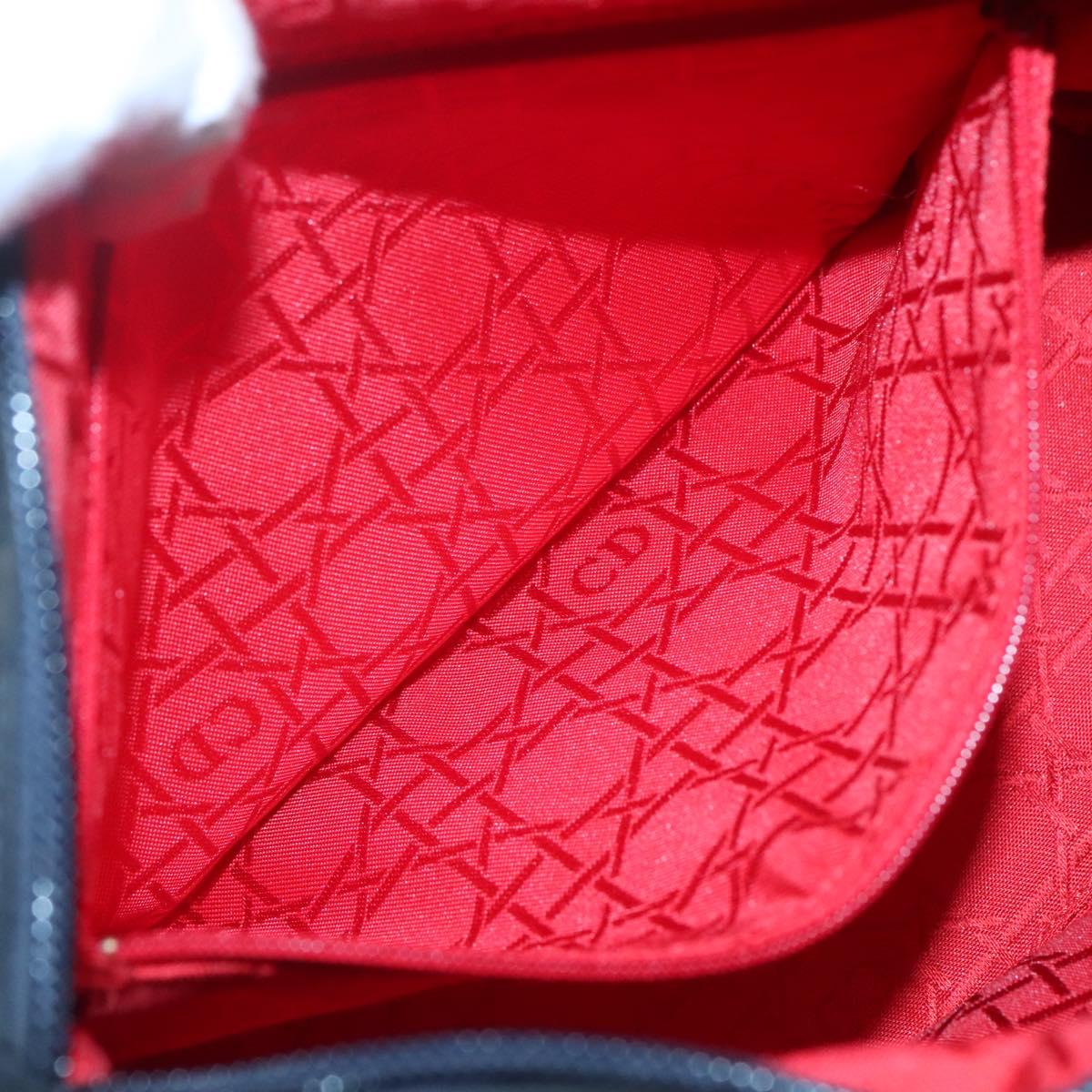 Christian Dior Canage Hand Bag Nylon Navy Gold Auth bs25043