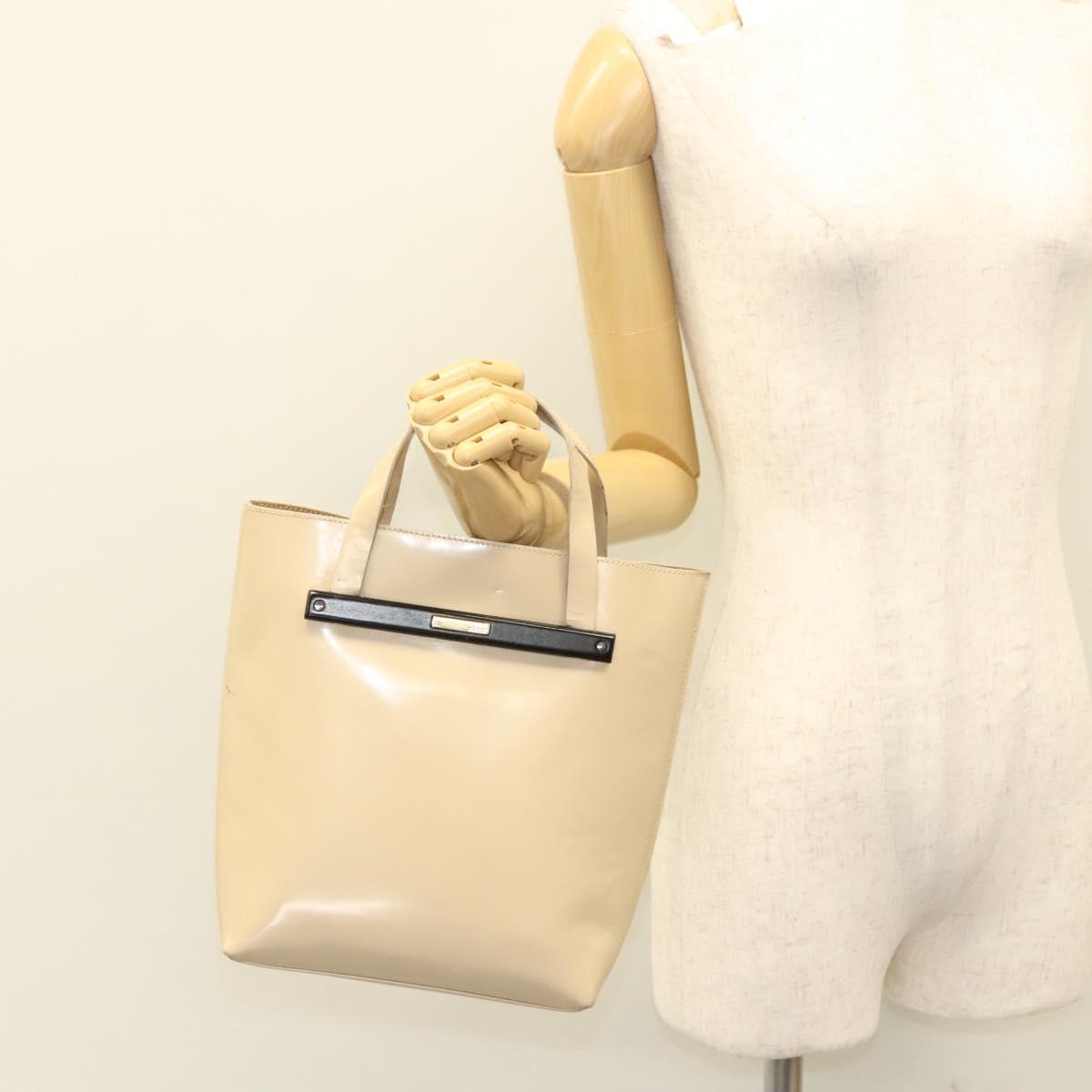 GUCCI Hand Bag Enamel Beige 000 2058 0558 0 Auth bs25058