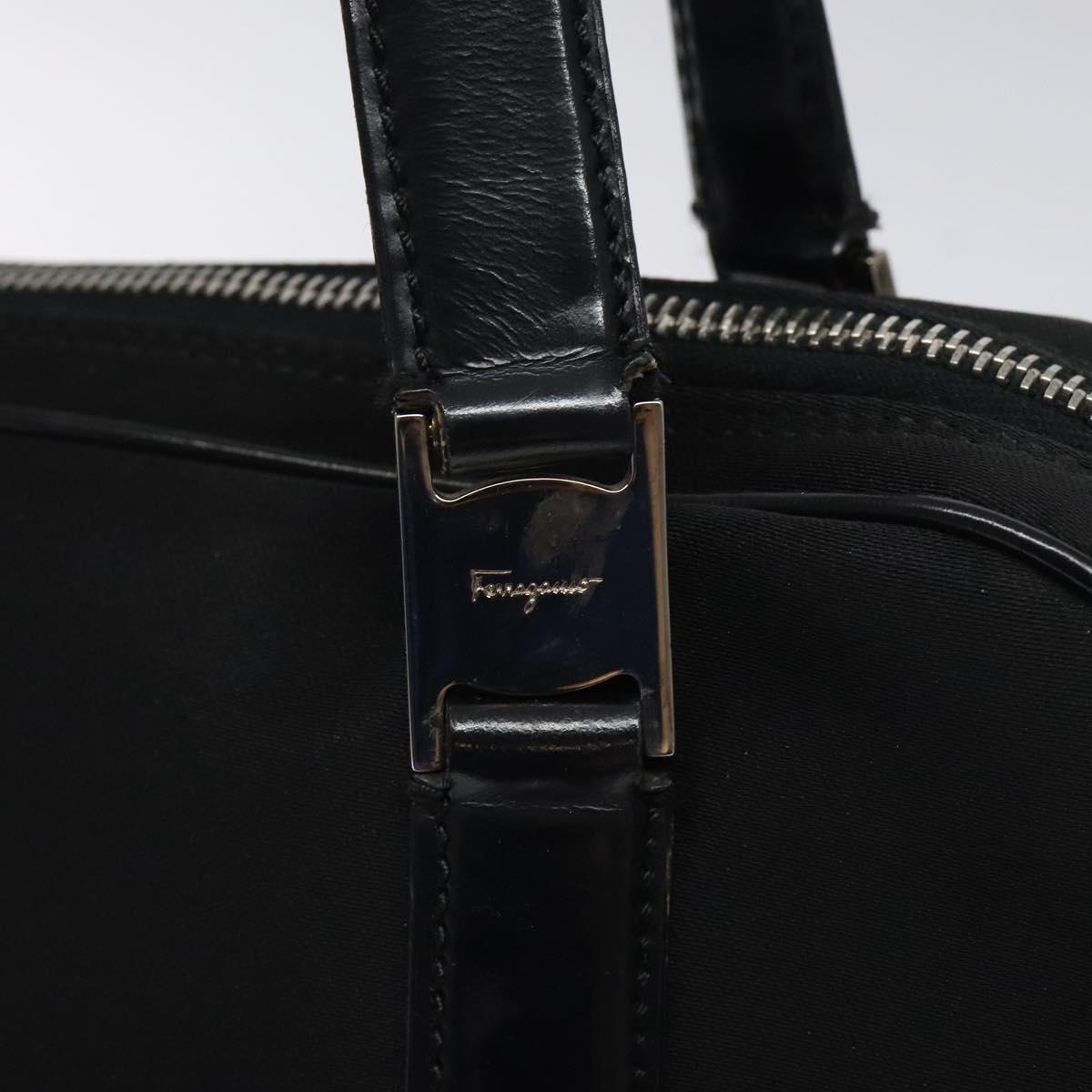 Salvatore Ferragamo Vala Shoulder Bag Nylon Black Silver Auth bs25066