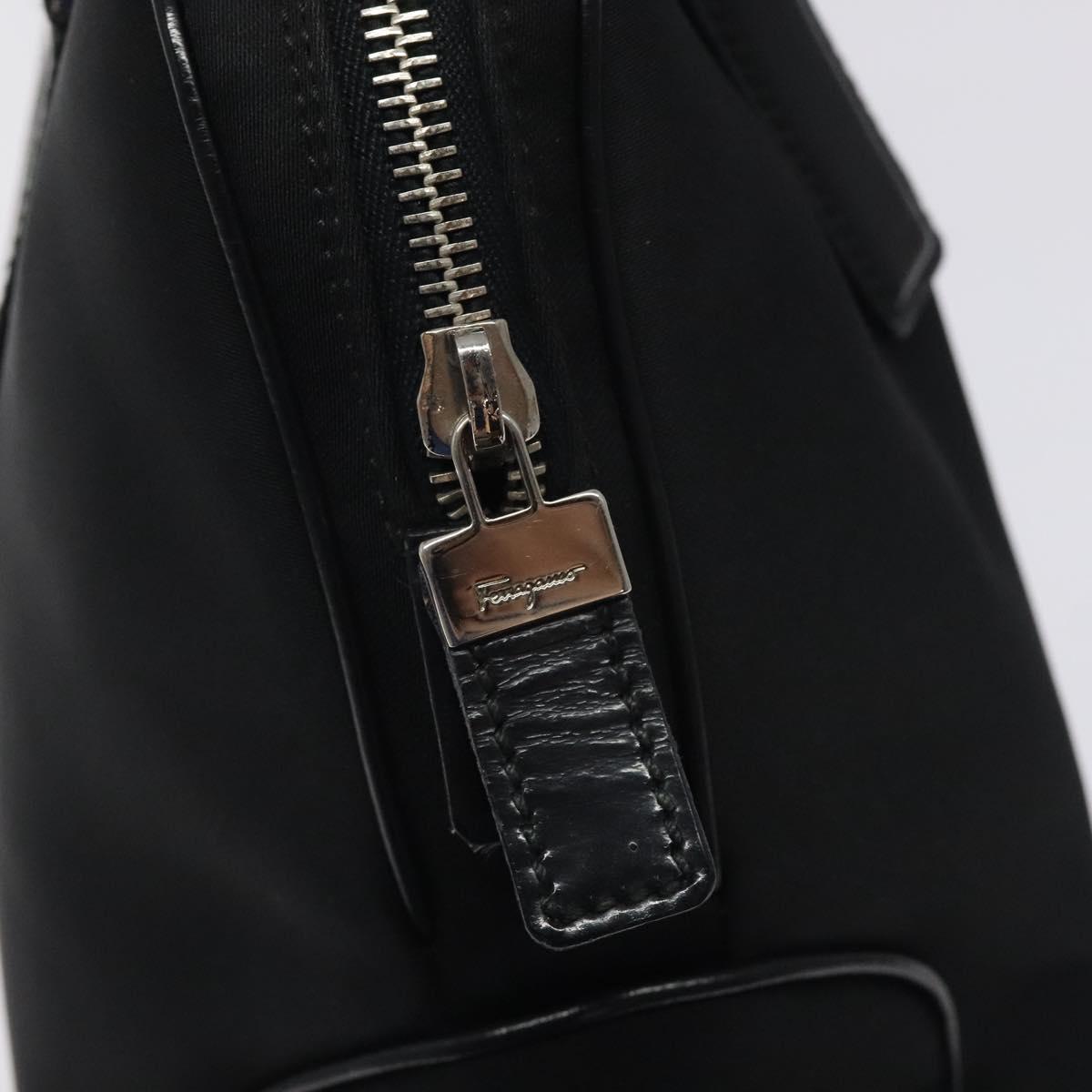 Salvatore Ferragamo Vala Shoulder Bag Nylon Black Silver Auth bs25066