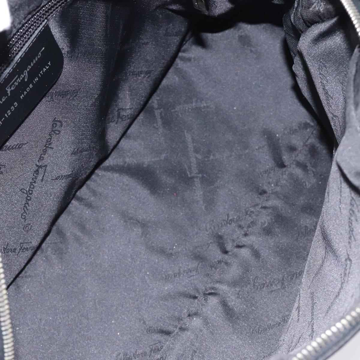 Salvatore Ferragamo Vala Shoulder Bag Nylon Black Silver Auth bs25066