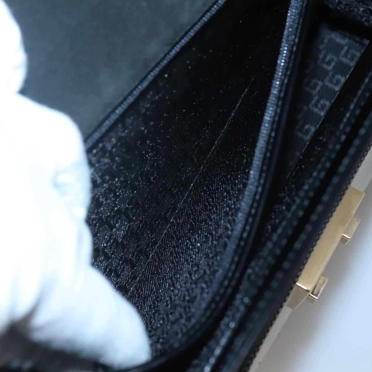 GUCCI Hand Bag Canvas Beige Gold Auth bs25071
