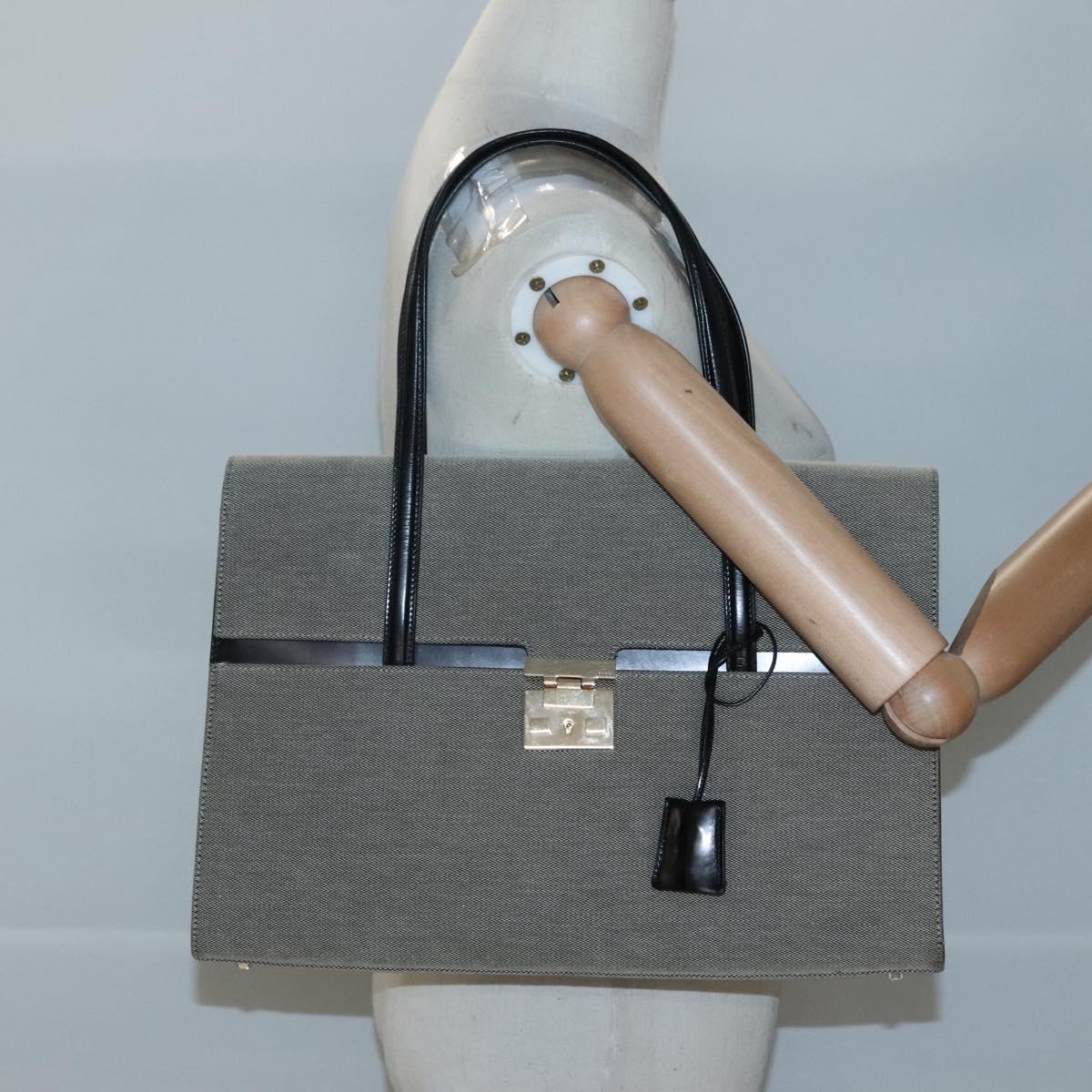 GUCCI Hand Bag Canvas Beige Gold Auth bs25071